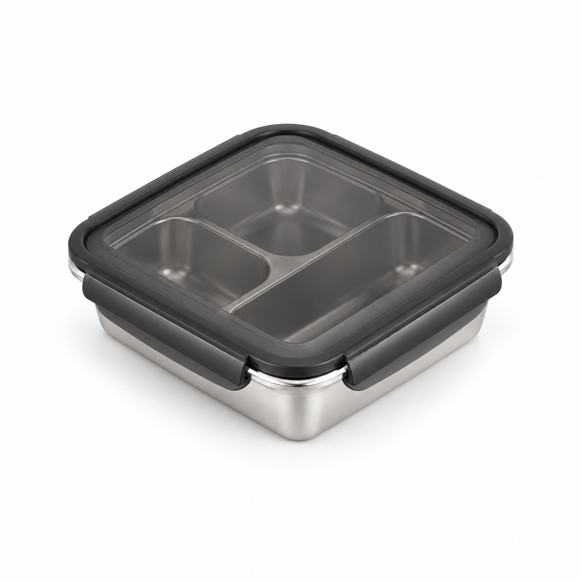 Three-Compartment Lunch Box with Lid — product detail view