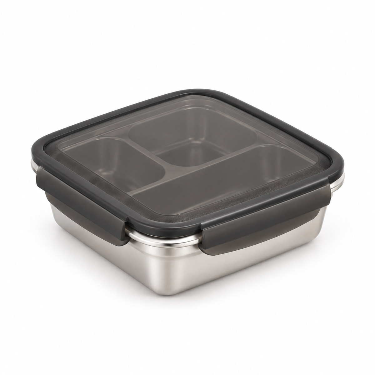 Three-Compartment Lunch Box with Lid — product detail view
