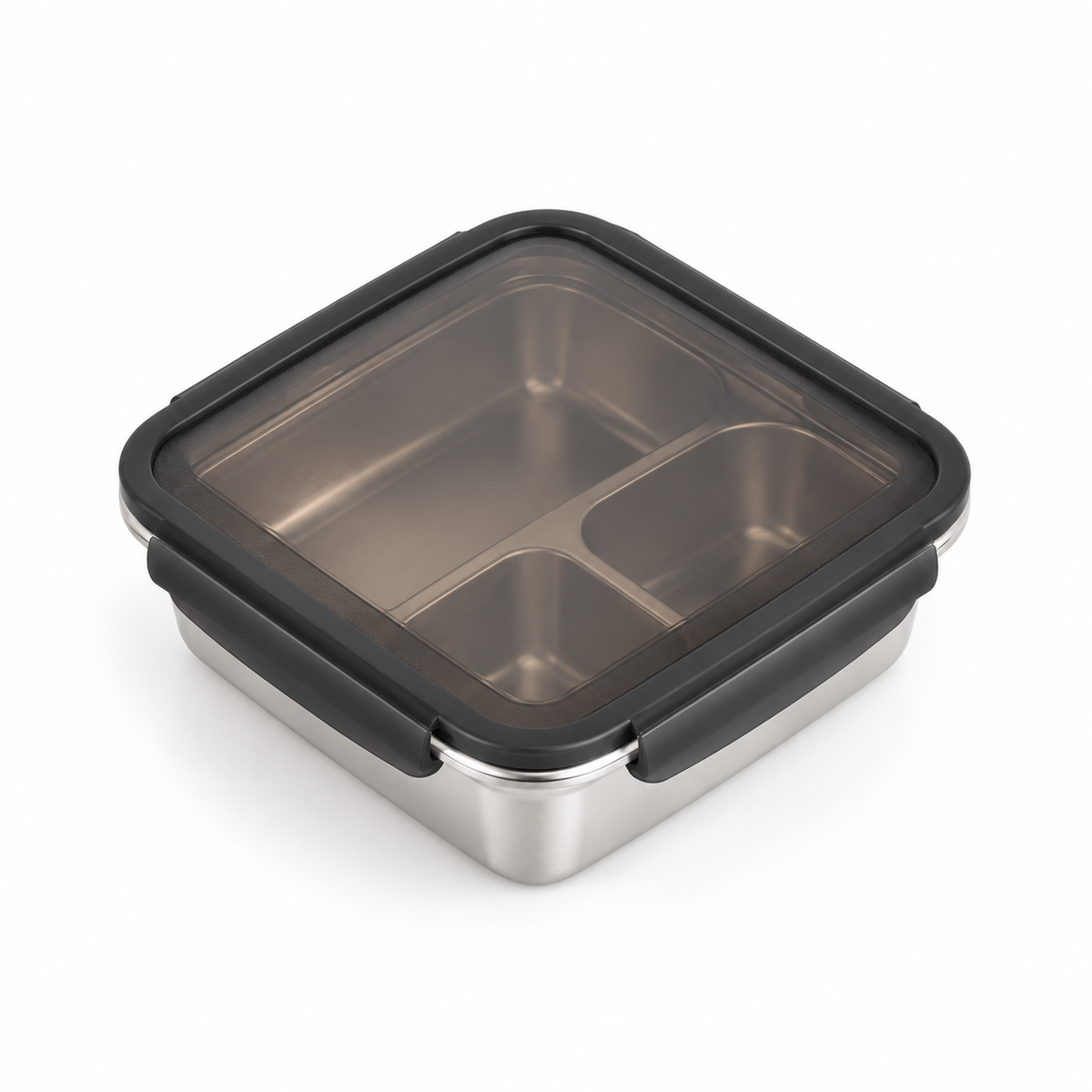 Three-Compartment Lunch Box with Lid — product detail view