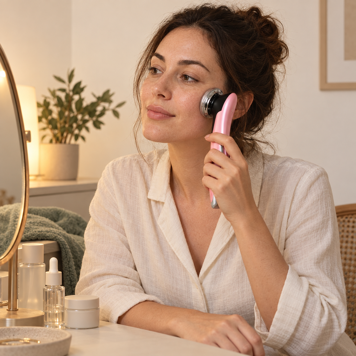Handheld Facial Care Device — Pink — illustrative use or setup scene
