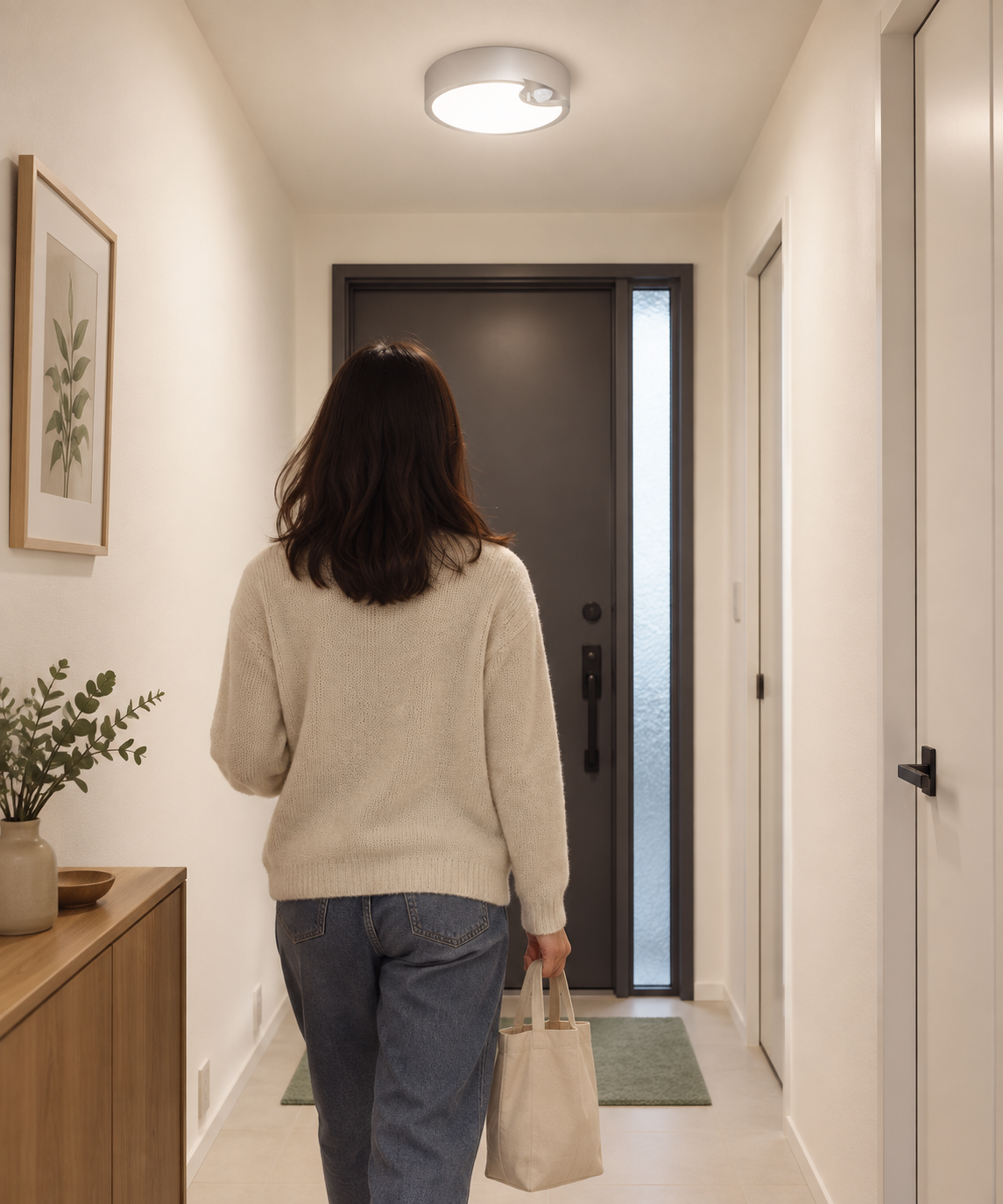 Round Motion-Sensor Ceiling Light — illustrative use or setup scene