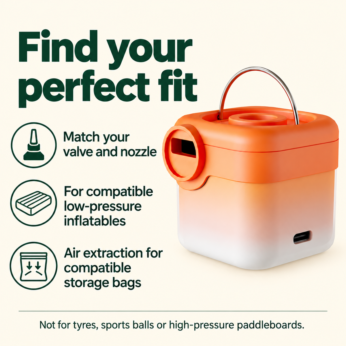 Mini air pump compatibility guide for matching valves and low-pressure inflatables and storage bags