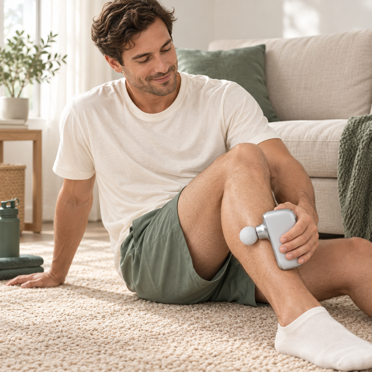 Palm-Sized Handheld Massager — illustrative use or setup scene