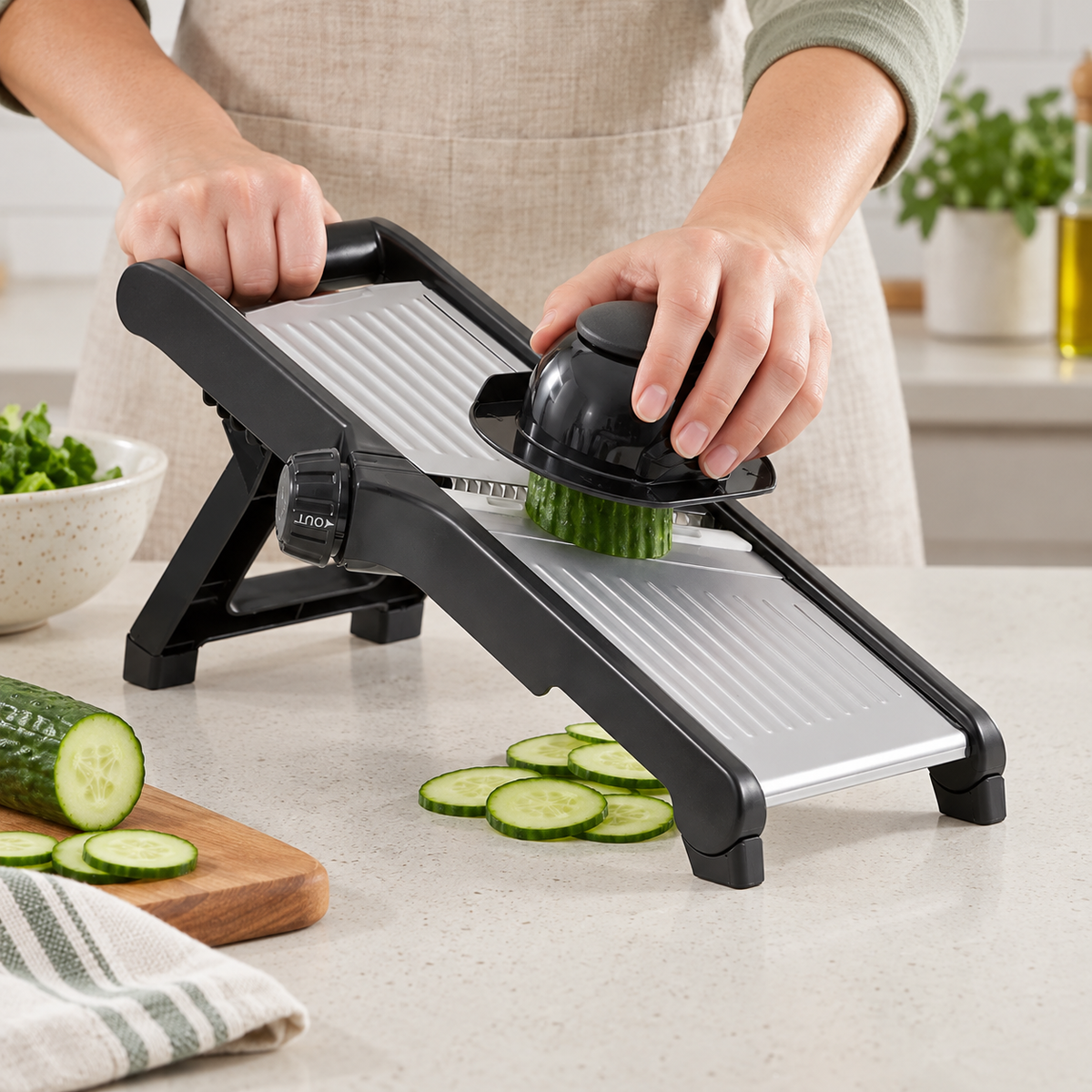 Manual Mandoline Vegetable Slicer — illustrative use or setup scene