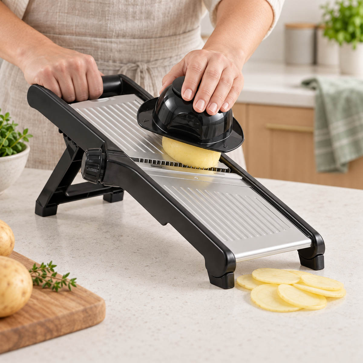 Manual Mandoline Vegetable Slicer — illustrative use or setup scene